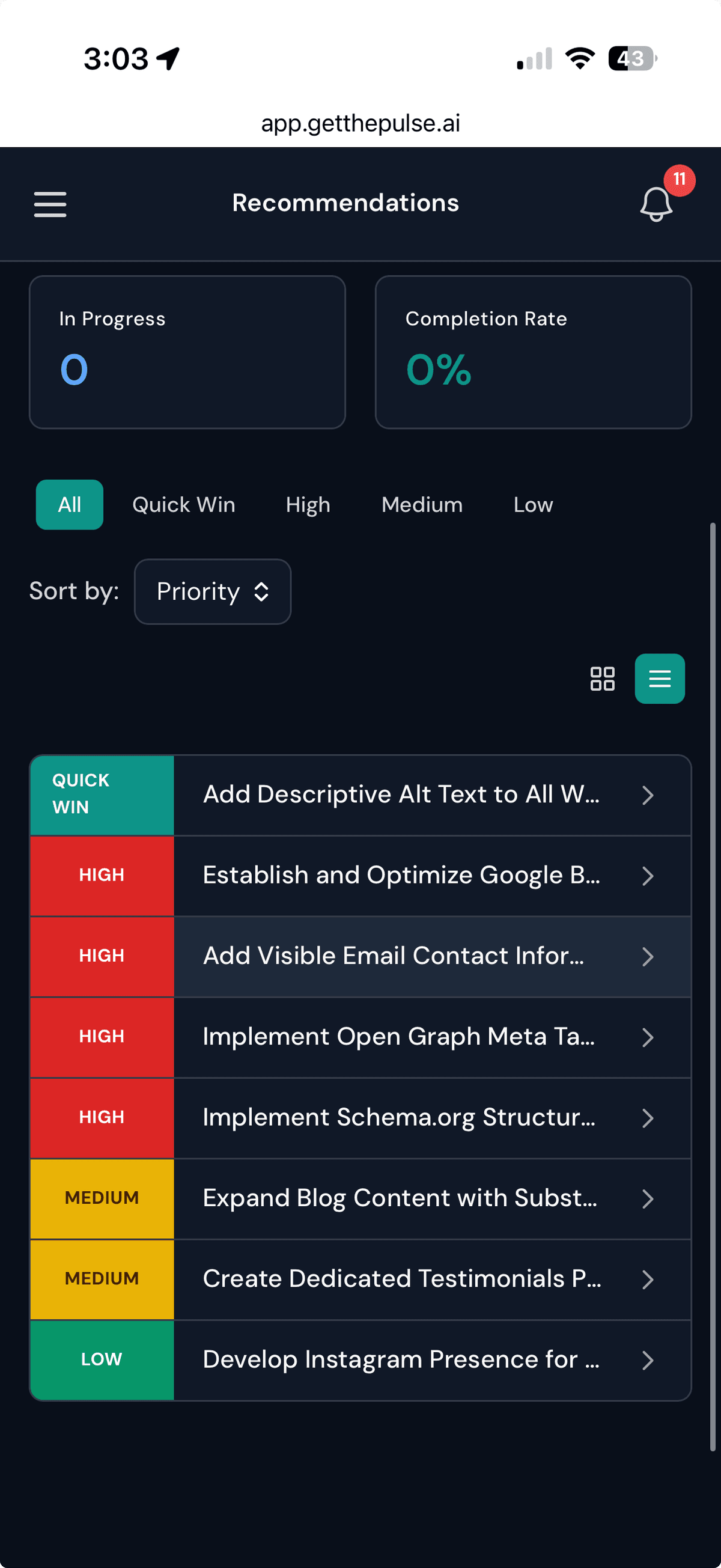 Claryfy strategy recommendations